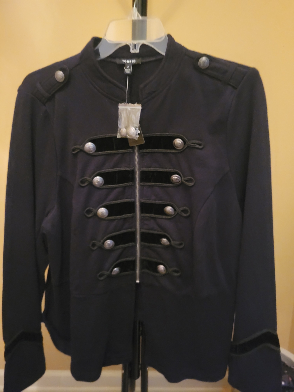 Torrid Black Embellished Zip Front Military Jacket - Picture 3 of 6